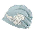 Tencel Lyocell Flower Lace Motif Chemo Beanie Soft Head Cover Sleep Hat