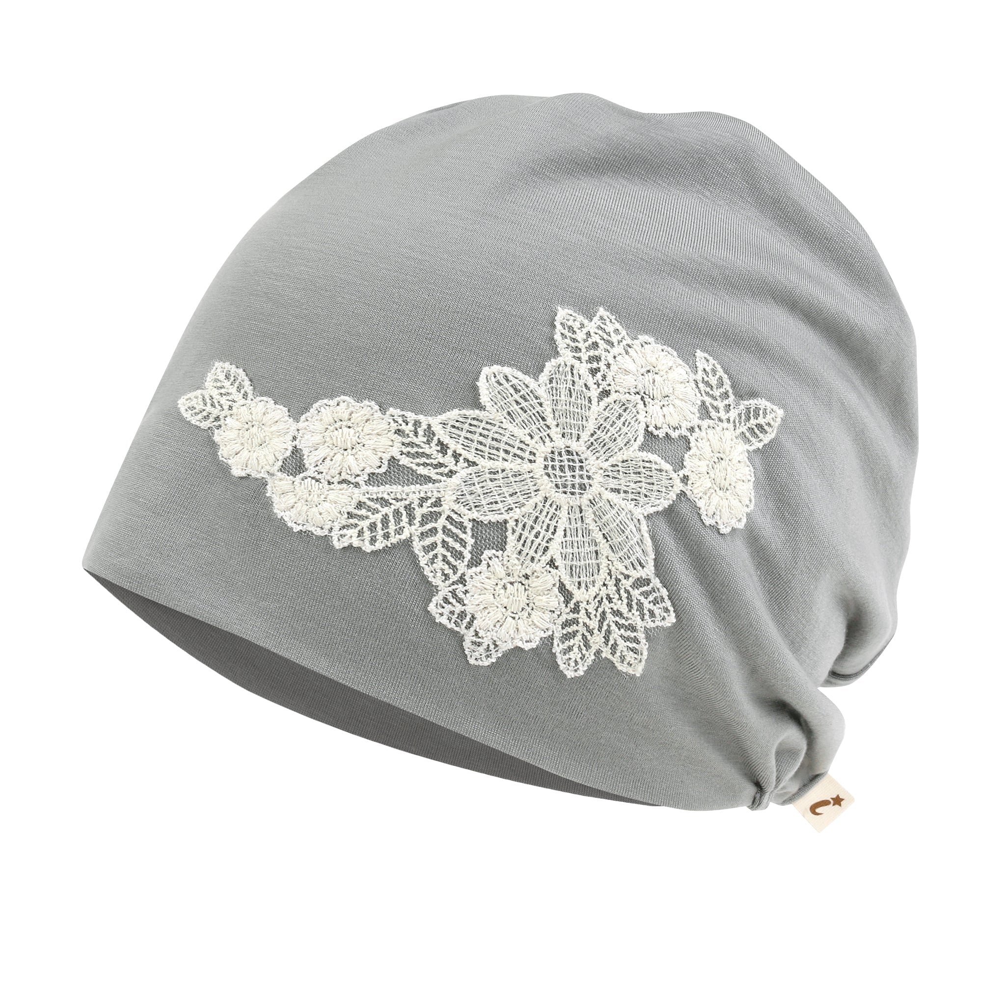 Tencel Lyocell Flower Lace Motif Chemo Beanie Soft Head Cover Sleep Hat