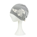 Tencel Lyocell Flower Lace Motif Chemo Beanie Soft Head Cover Sleep Hat