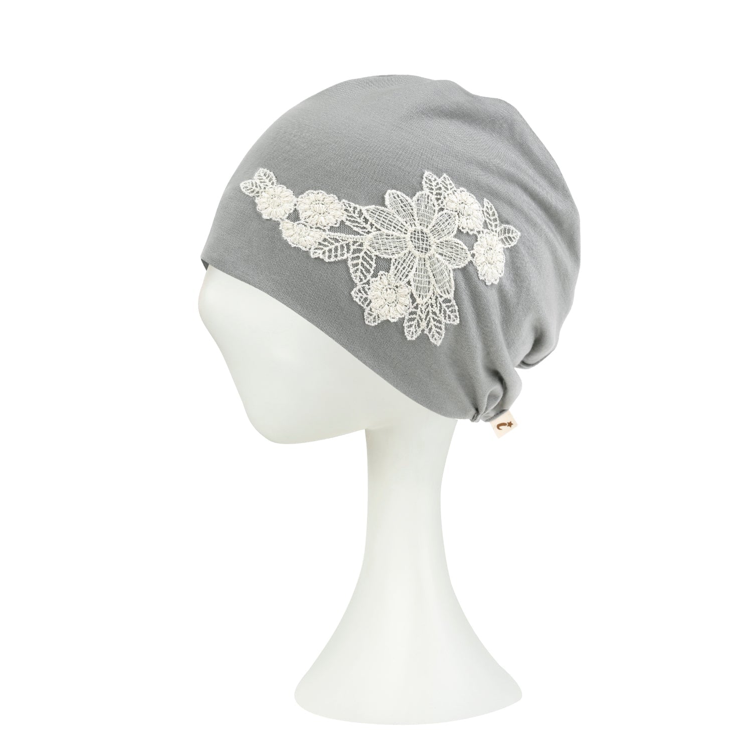 Tencel Lyocell Flower Lace Motif Chemo Beanie Soft Head Cover Sleep Hat