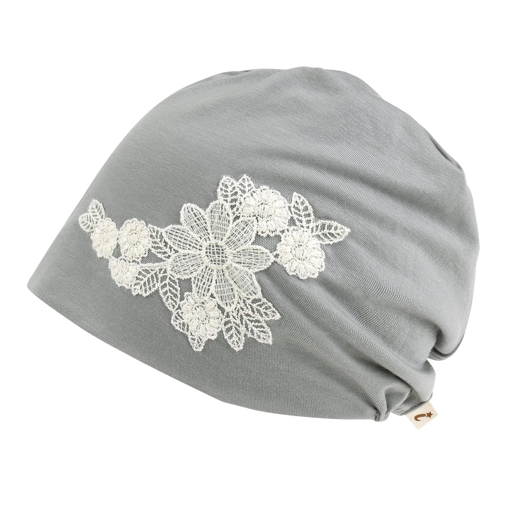 Tencel Lyocell Flower Lace Motif Chemo Beanie Soft Head Cover Sleep Hat