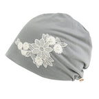 Tencel Lyocell Flower Lace Motif Chemo Beanie Soft Head Cover Sleep Hat