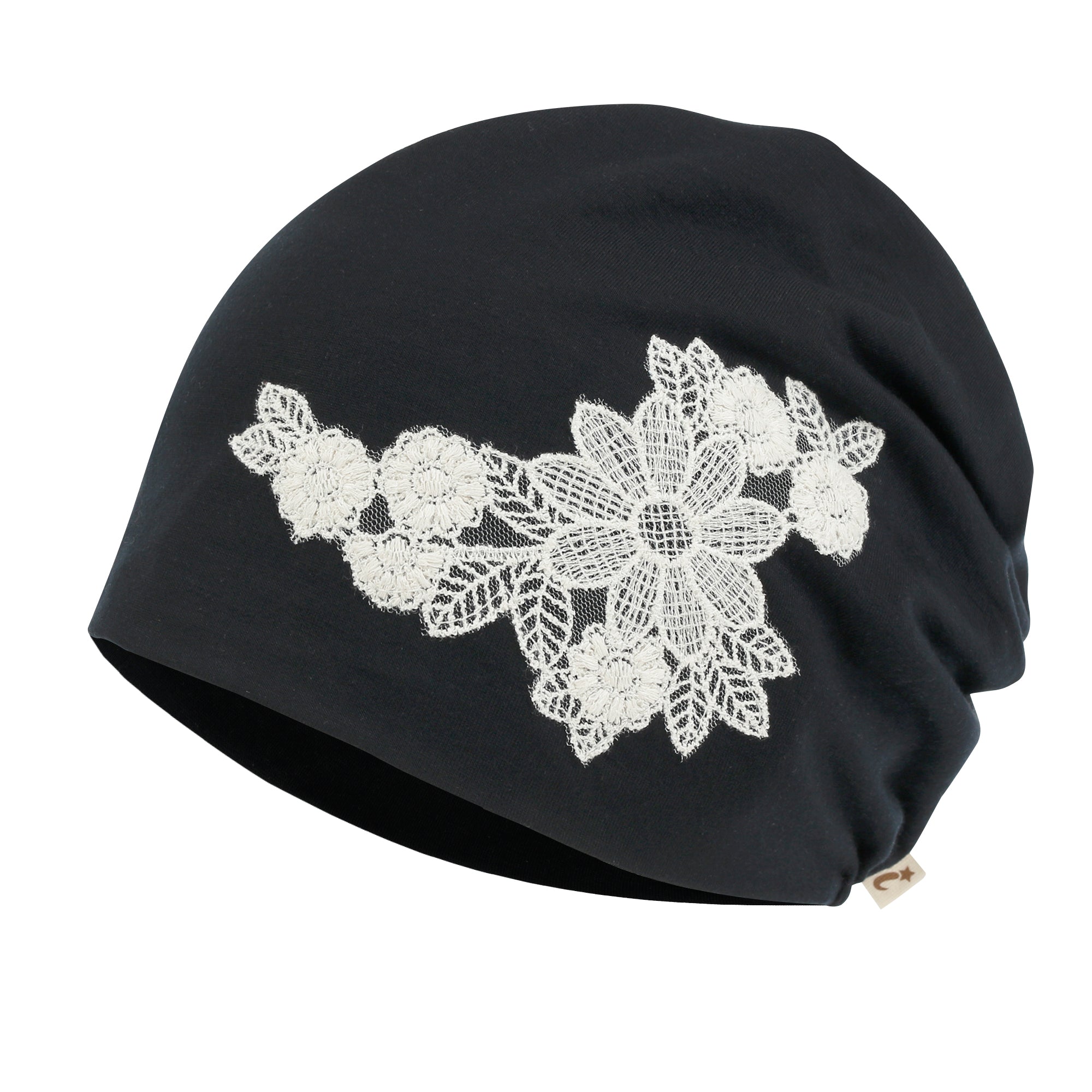 Tencel Lyocell Flower Lace Motif Chemo Beanie Soft Head Cover Sleep Hat