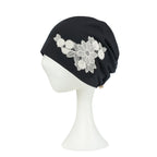 Tencel Lyocell Flower Lace Motif Chemo Beanie Soft Head Cover Sleep Hat