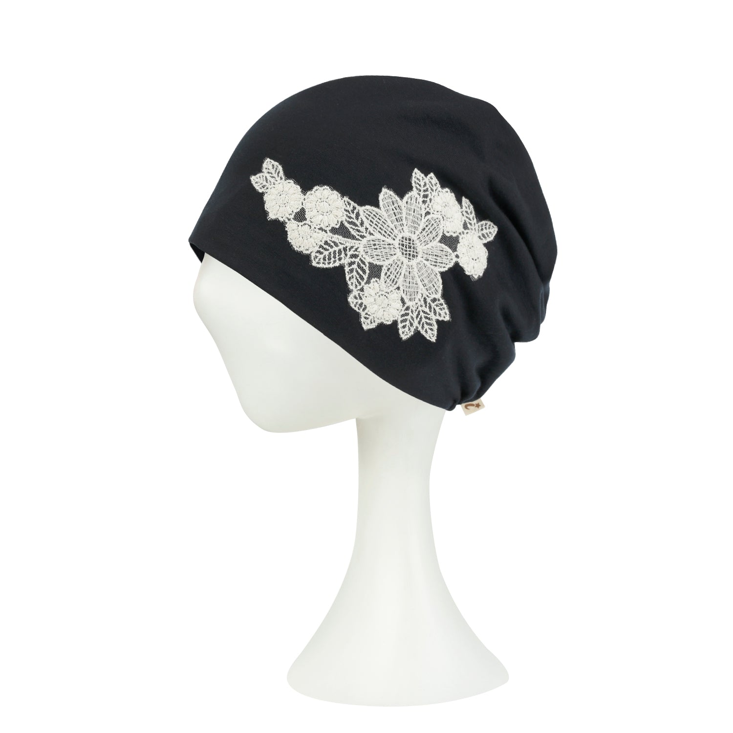 Tencel Lyocell Flower Lace Motif Chemo Beanie Soft Head Cover Sleep Hat
