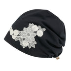 Tencel Lyocell Flower Lace Motif Chemo Beanie Soft Head Cover Sleep Hat