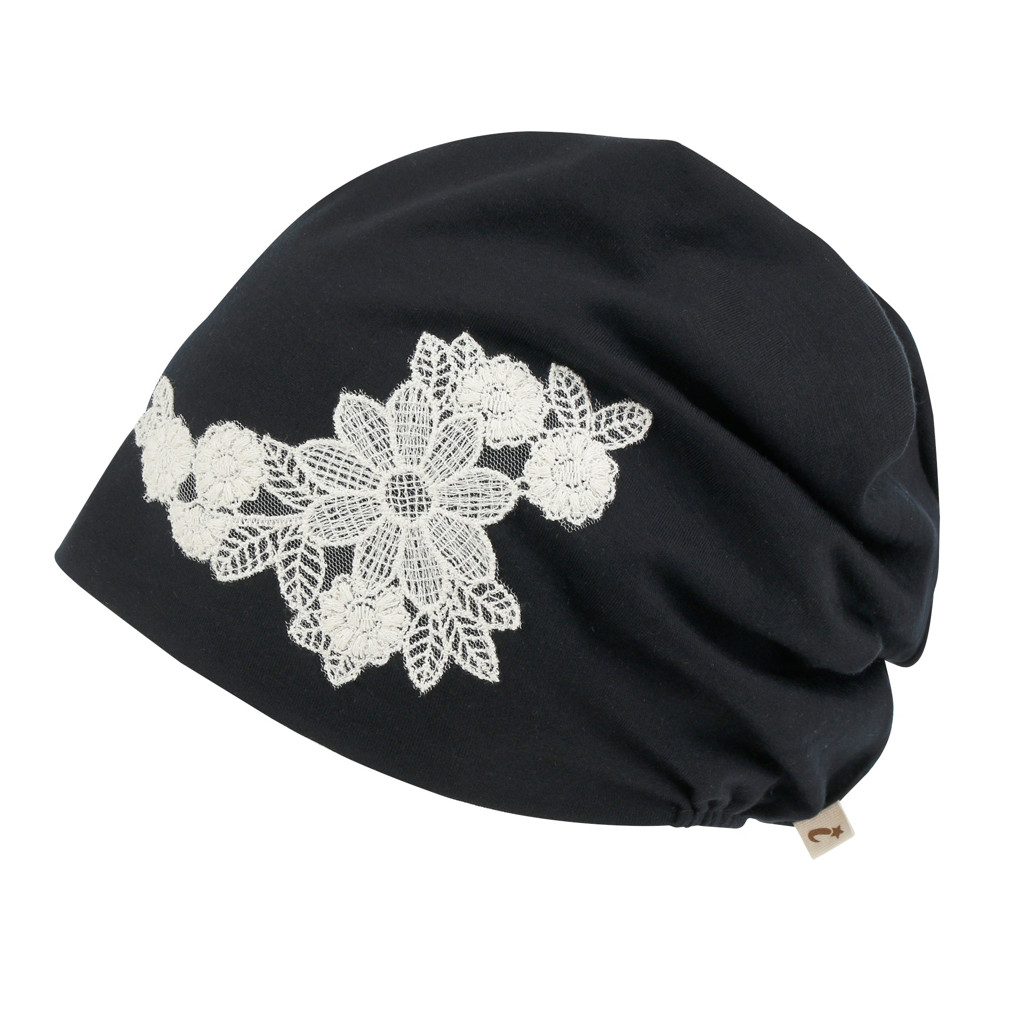 Tencel Lyocell Flower Lace Motif Chemo Beanie Soft Head Cover Sleep Hat
