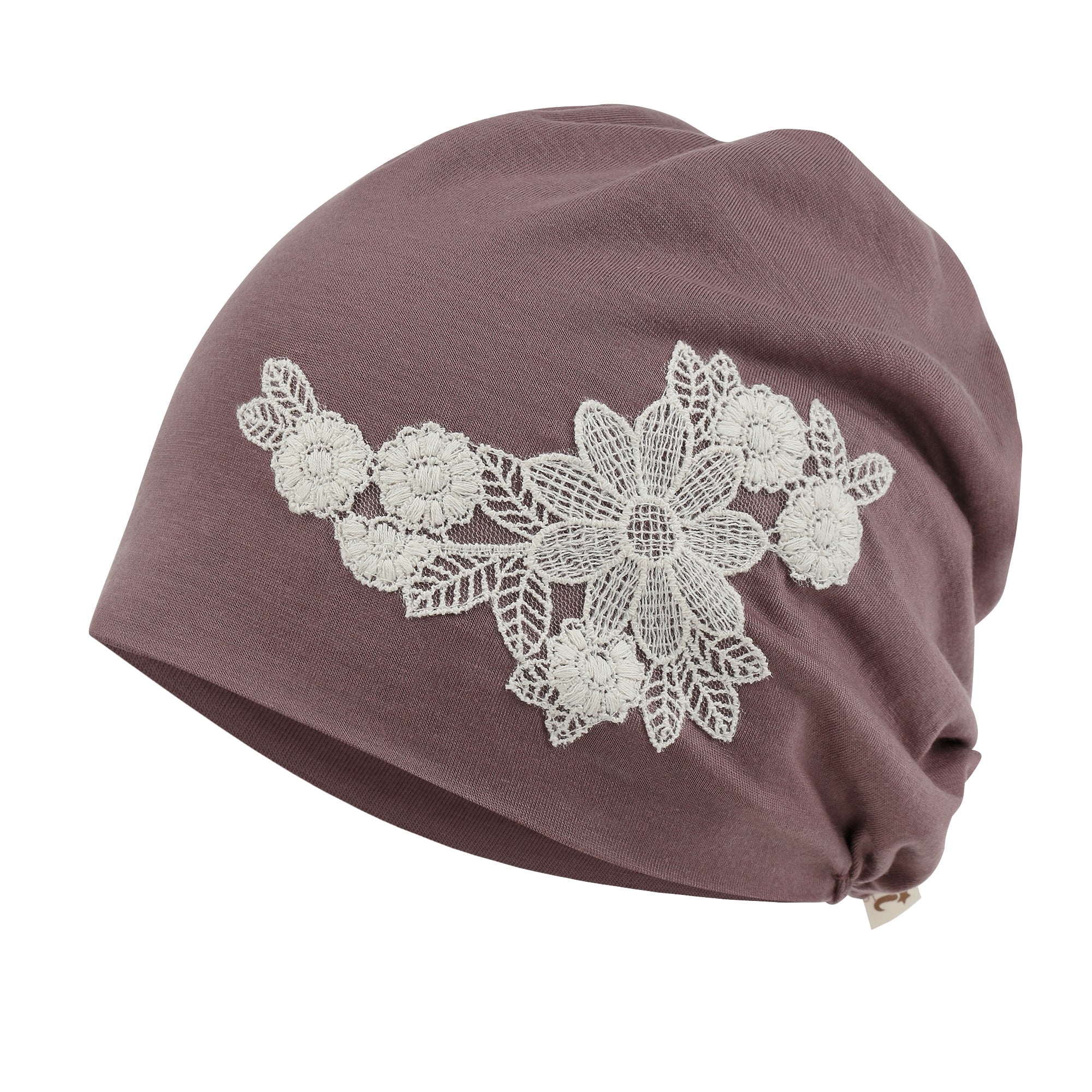 Tencel Lyocell Flower Lace Motif Chemo Beanie Soft Head Cover Sleep Hat