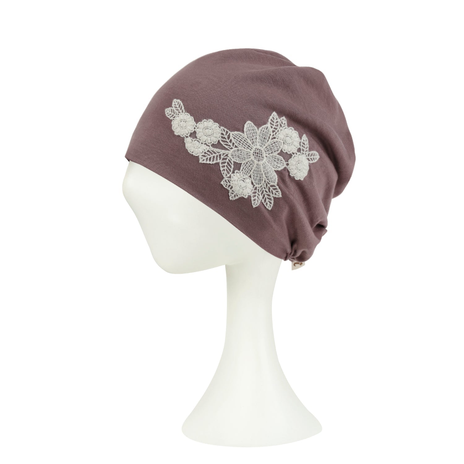 Tencel Lyocell Flower Lace Motif Chemo Beanie Soft Head Cover Sleep Hat