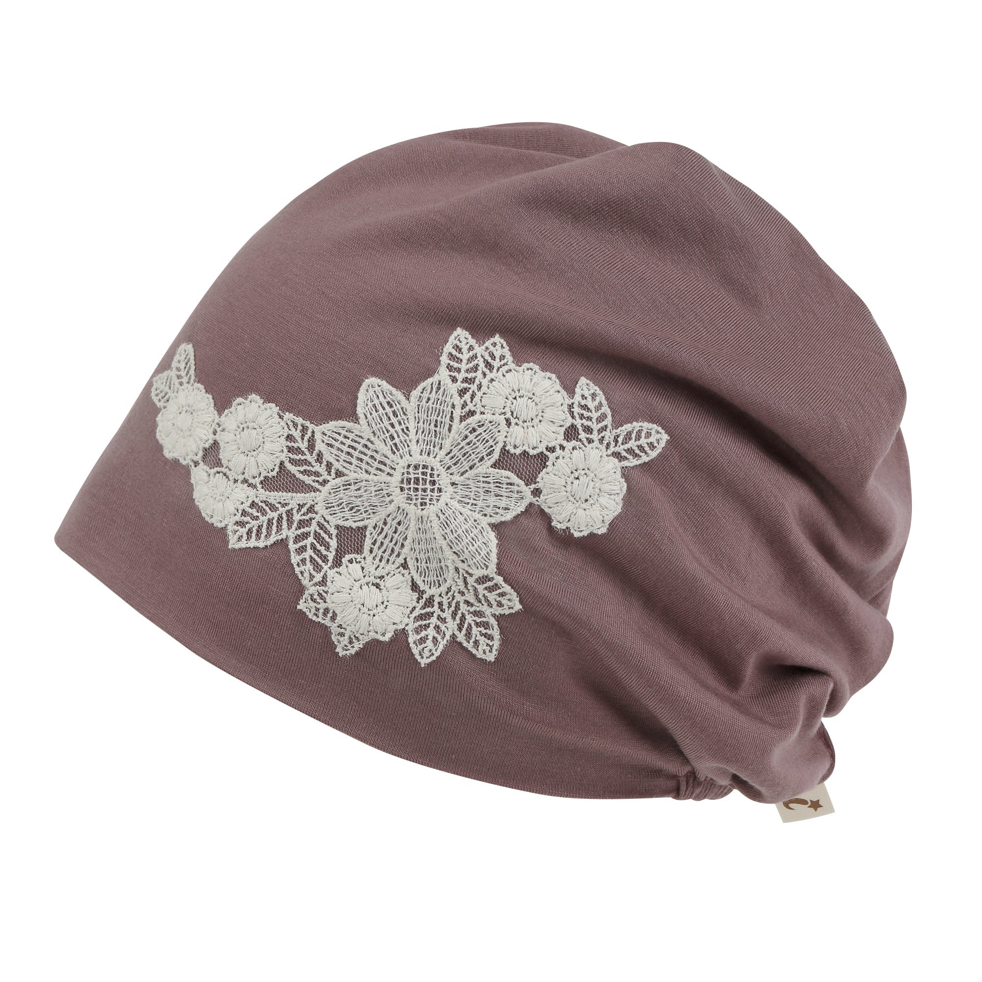 Tencel Lyocell Flower Lace Motif Chemo Beanie Soft Head Cover Sleep Hat