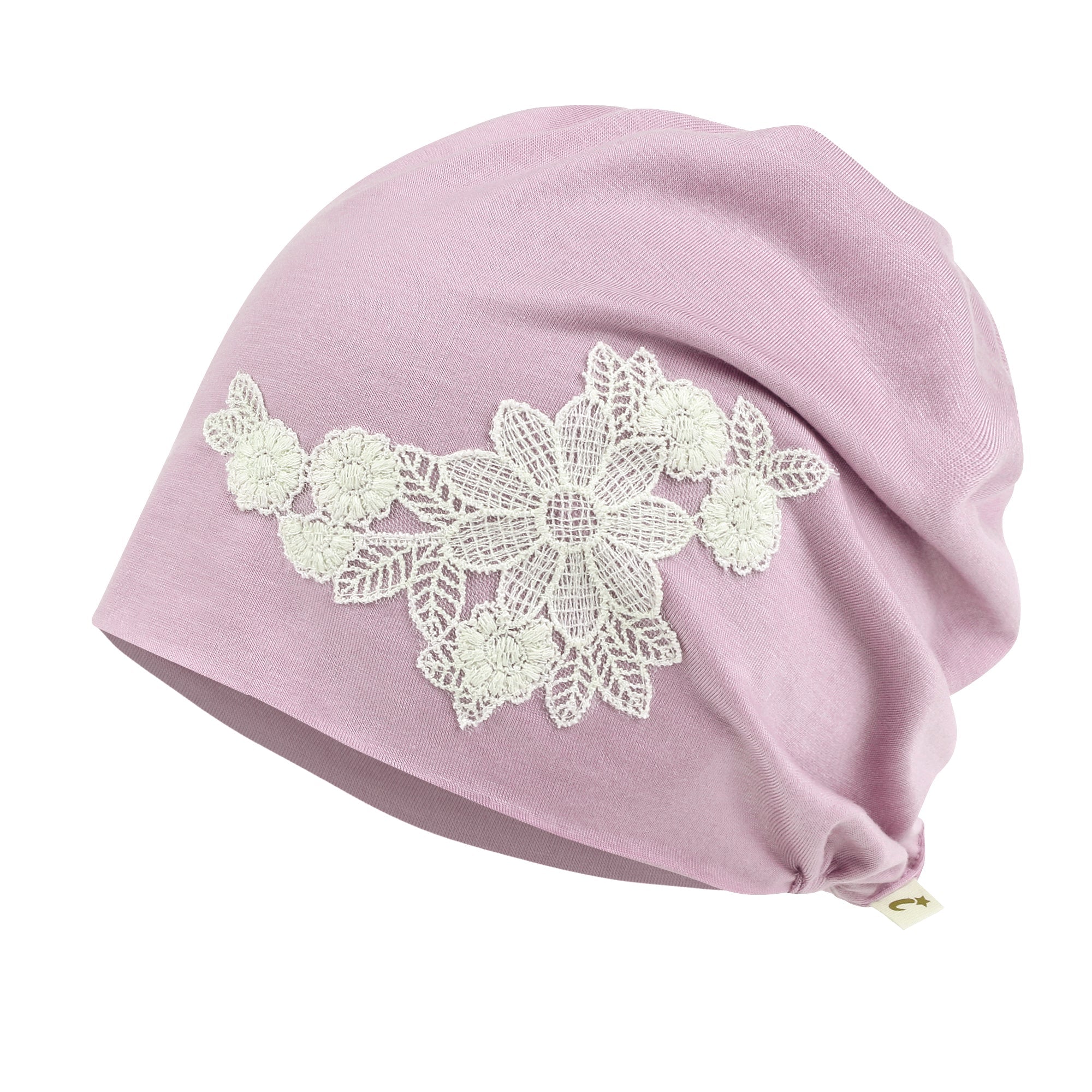 Tencel Lyocell Flower Lace Motif Chemo Beanie Soft Head Cover Sleep Hat