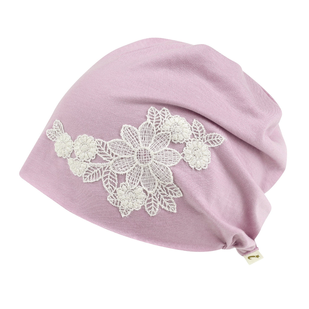 Tencel Lyocell Flower Lace Motif Chemo Beanie Soft Head Cover Sleep Hat