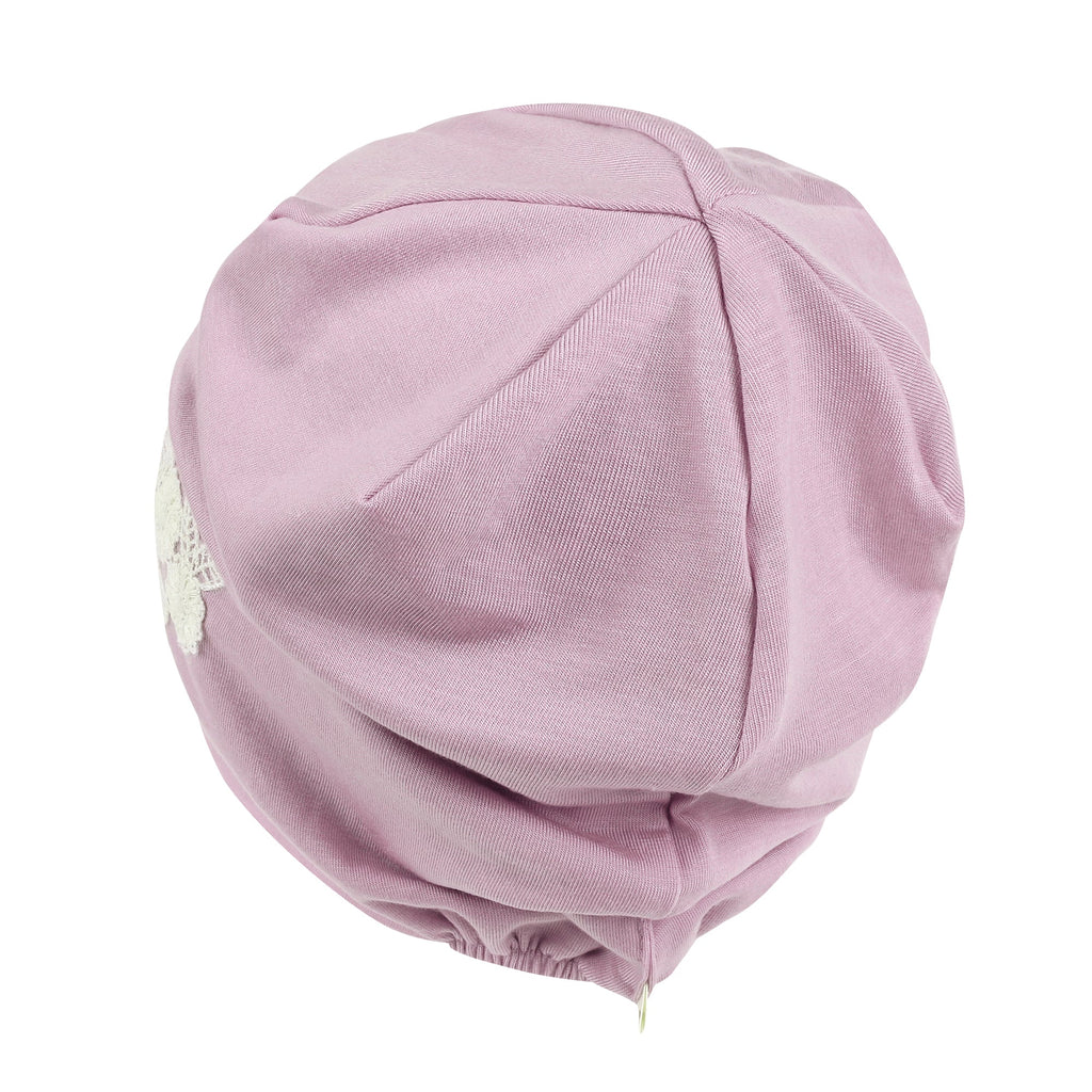 Tencel Lyocell Flower Lace Motif Chemo Beanie Soft Head Cover Sleep Hat