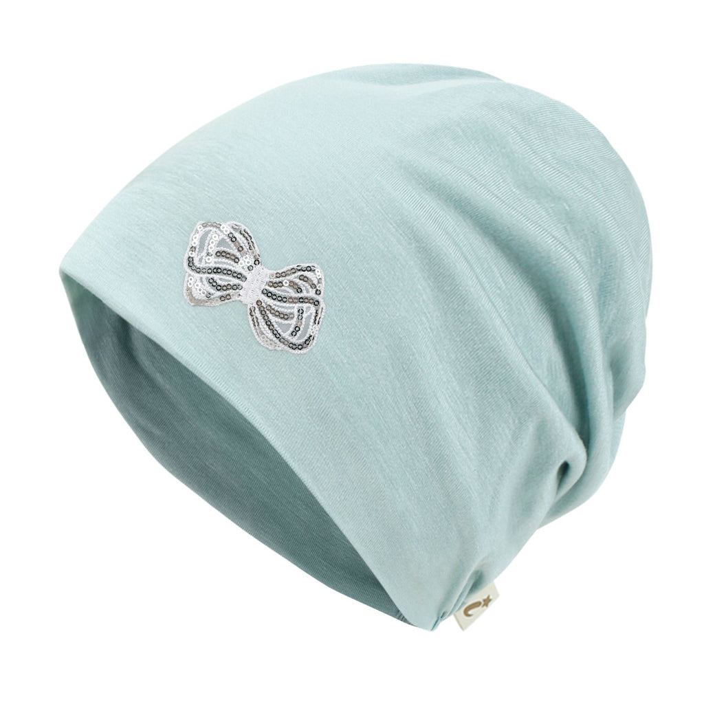 Tencel Lyocell Ribbon Spangle Motif Chemo Beanie Soft Smooth Sleep Hat