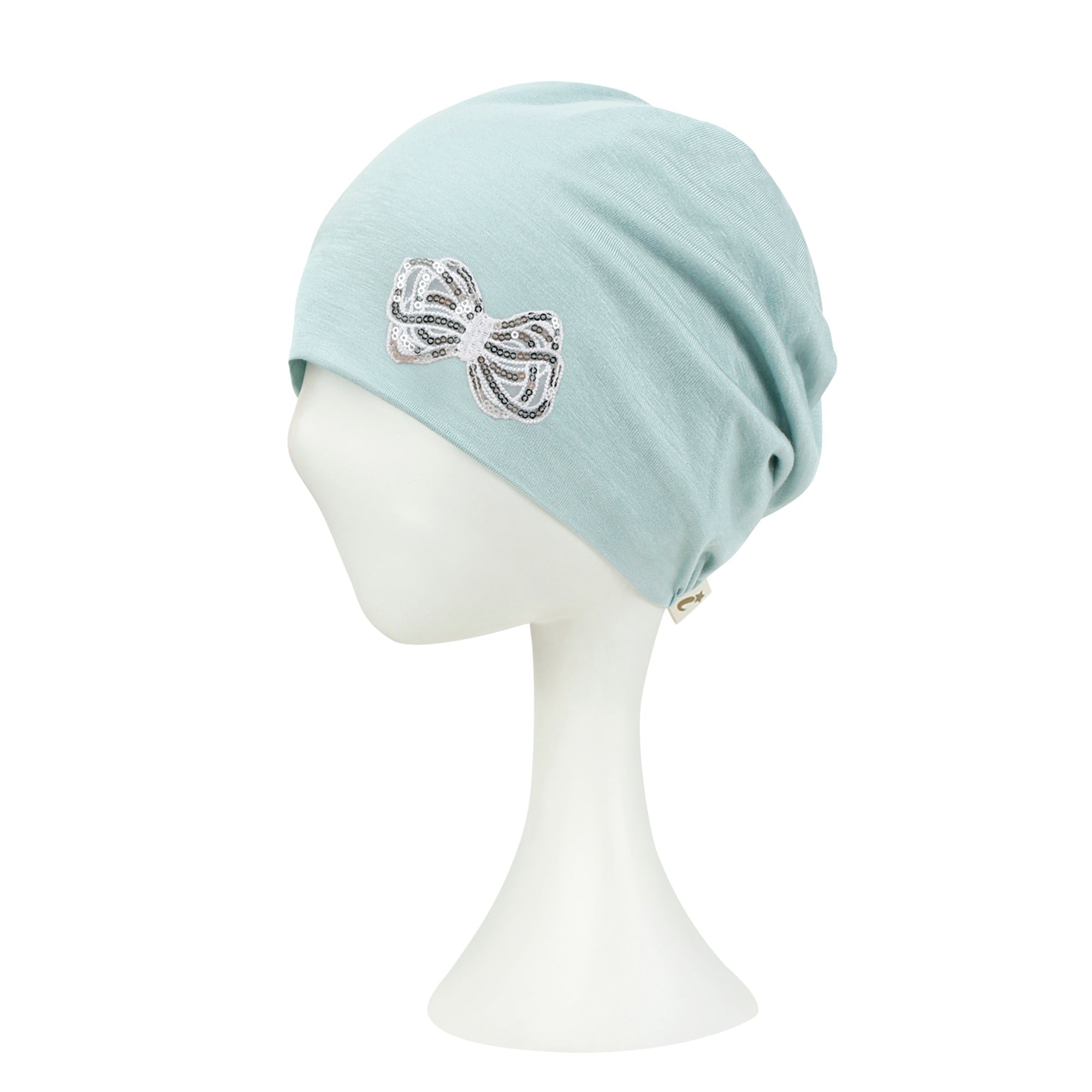 Tencel Lyocell Ribbon Spangle Motif Chemo Beanie Soft Smooth Sleep Hat