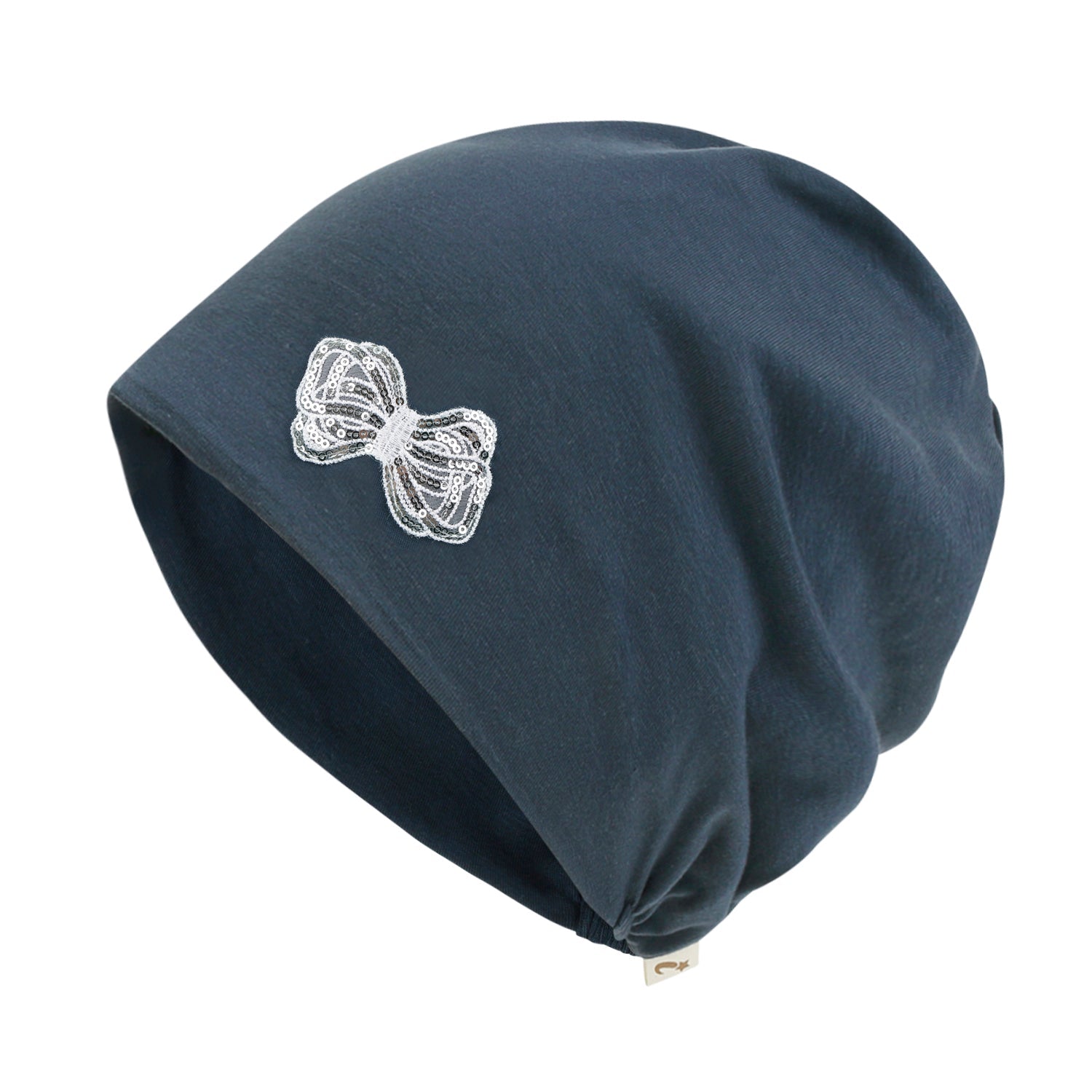Tencel Lyocell Ribbon Spangle Motif Chemo Beanie Soft Smooth Sleep Hat