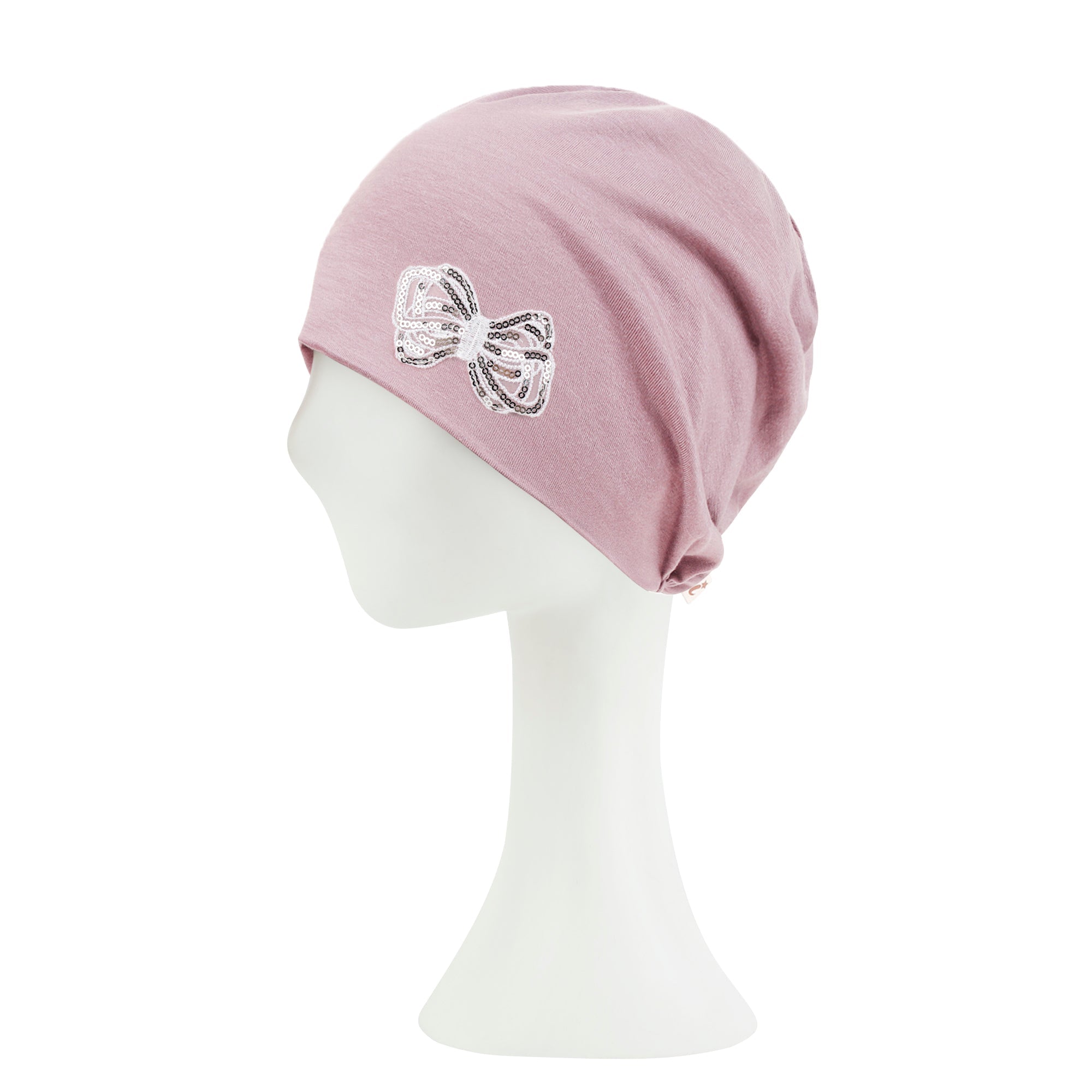 Tencel Lyocell Ribbon Spangle Motif Chemo Beanie Soft Smooth Sleep Hat
