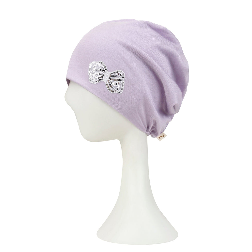 Tencel Lyocell Ribbon Spangle Motif Chemo Beanie Soft Smooth Sleep Hat