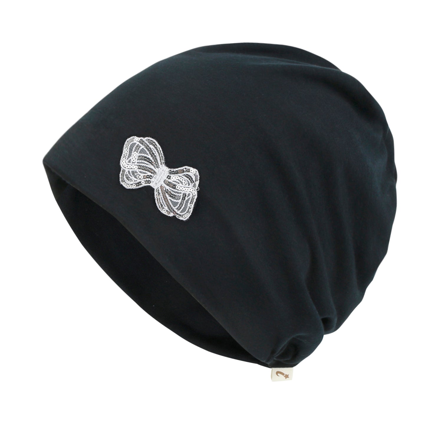 Tencel Lyocell Ribbon Spangle Motif Chemo Beanie Soft Smooth Sleep Hat