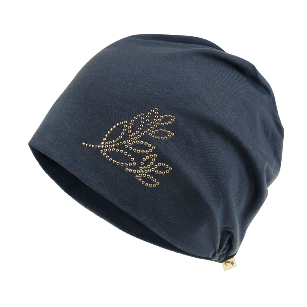 Tencel Lyocell Leaves Rhinestone Chemo Beanie Ultra Soft Head Sleep Hat