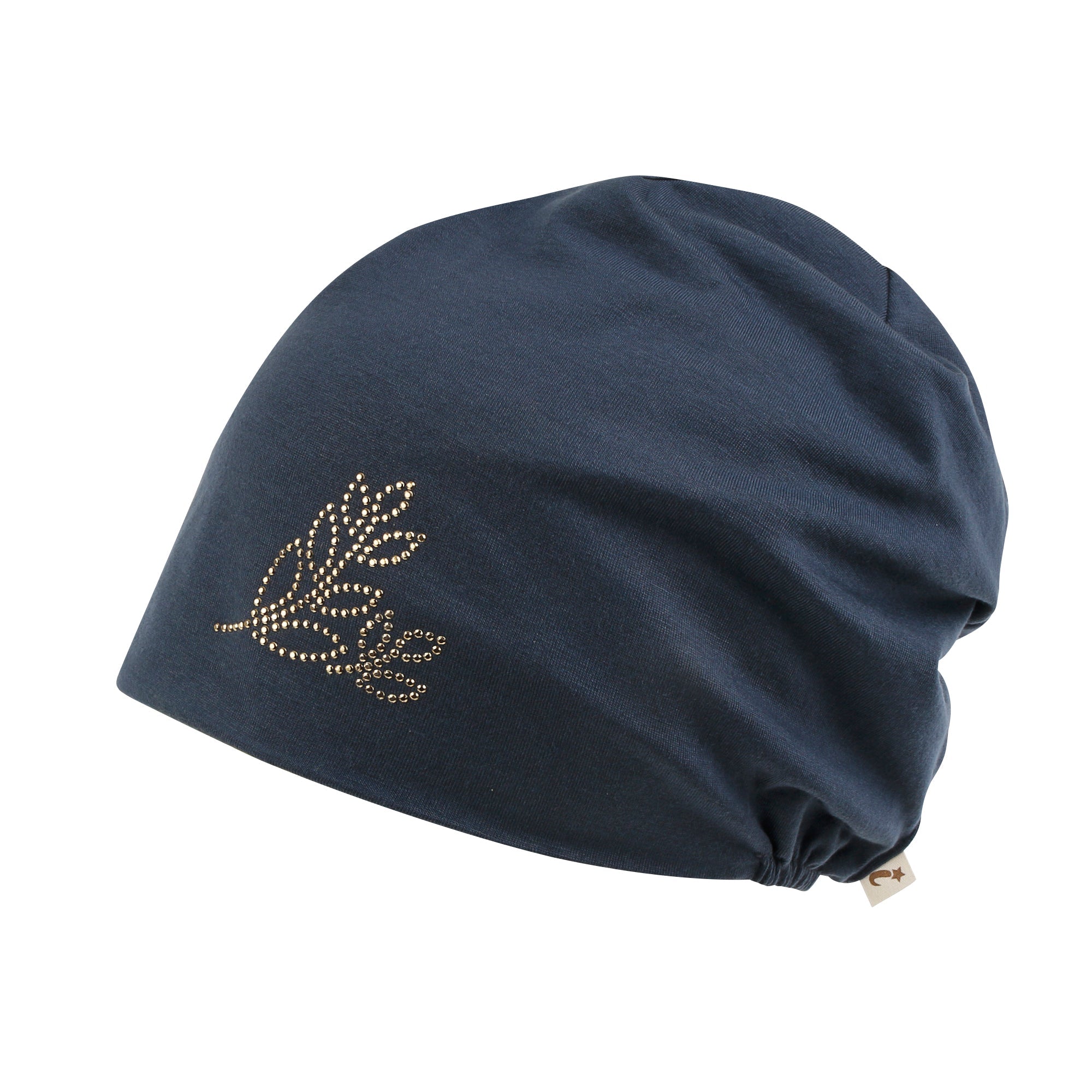 Tencel Lyocell Leaves Rhinestone Chemo Beanie Ultra Soft Head Sleep Hat