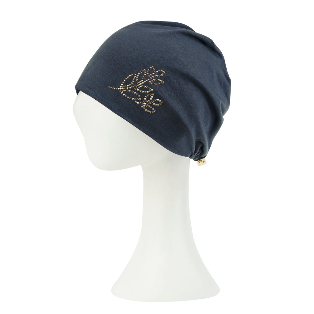 Tencel Lyocell Leaves Rhinestone Chemo Beanie Ultra Soft Head Sleep Hat