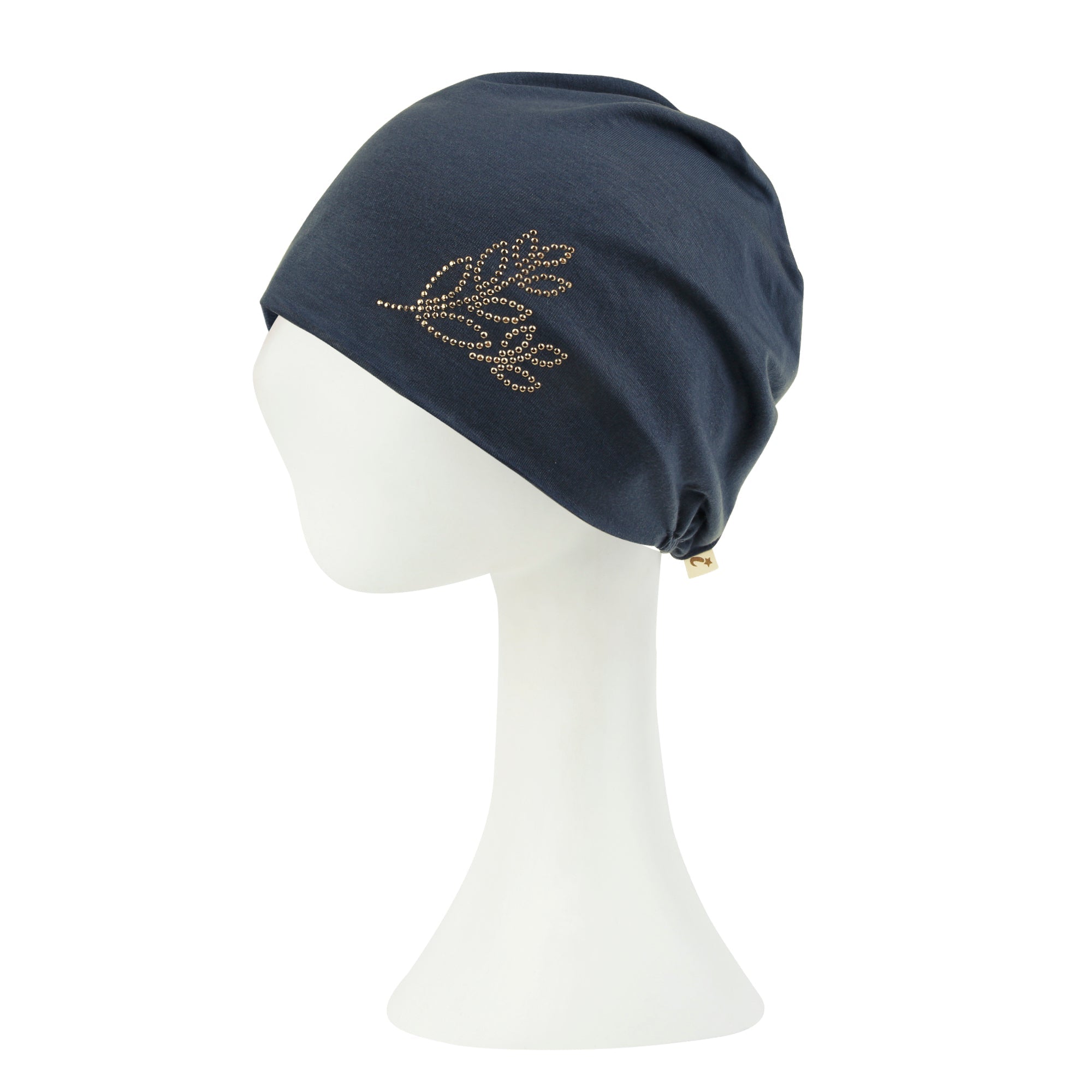 Tencel Lyocell Leaves Rhinestone Chemo Beanie Ultra Soft Head Sleep Hat