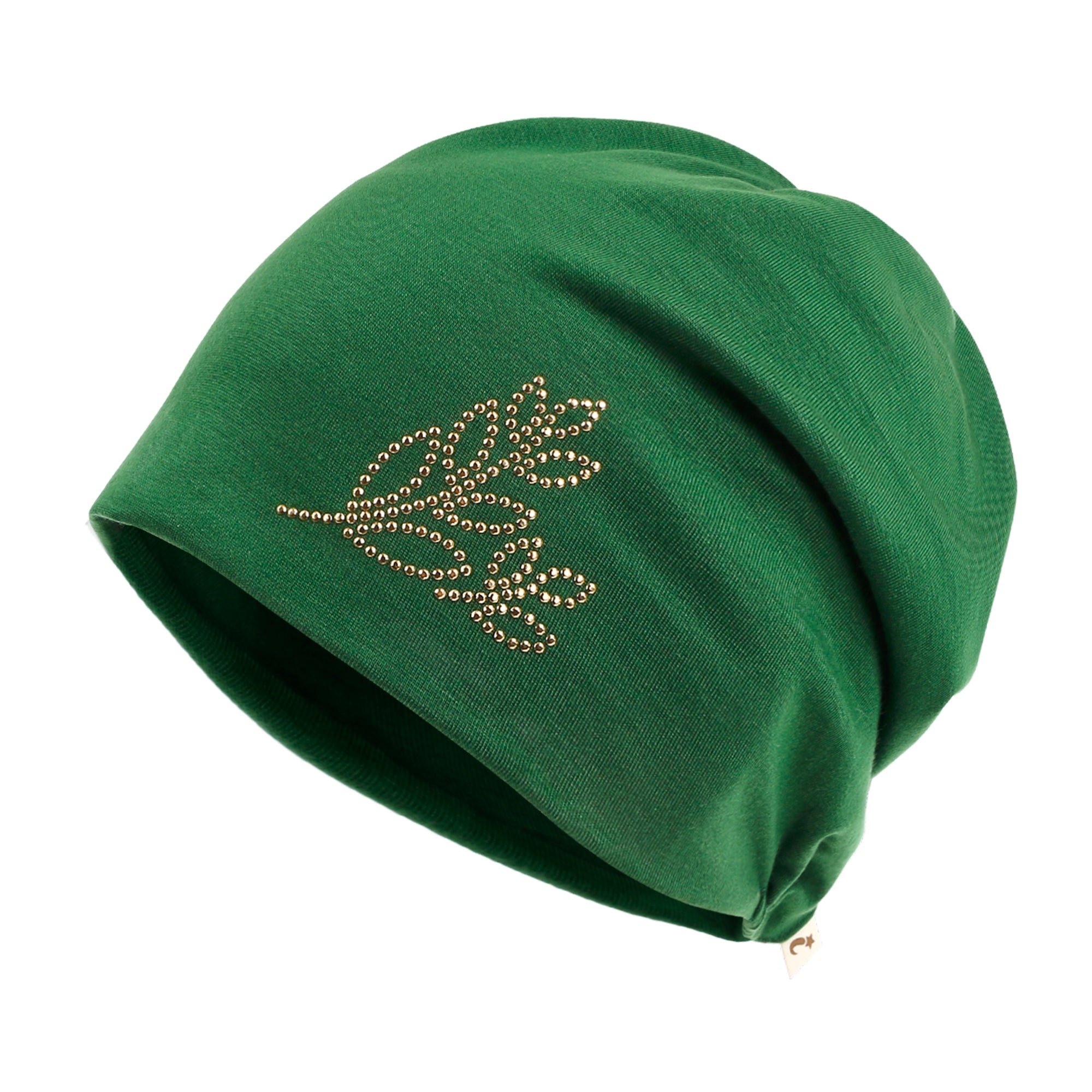 Tencel Lyocell Leaves Rhinestone Chemo Beanie Ultra Soft Head Sleep Hat