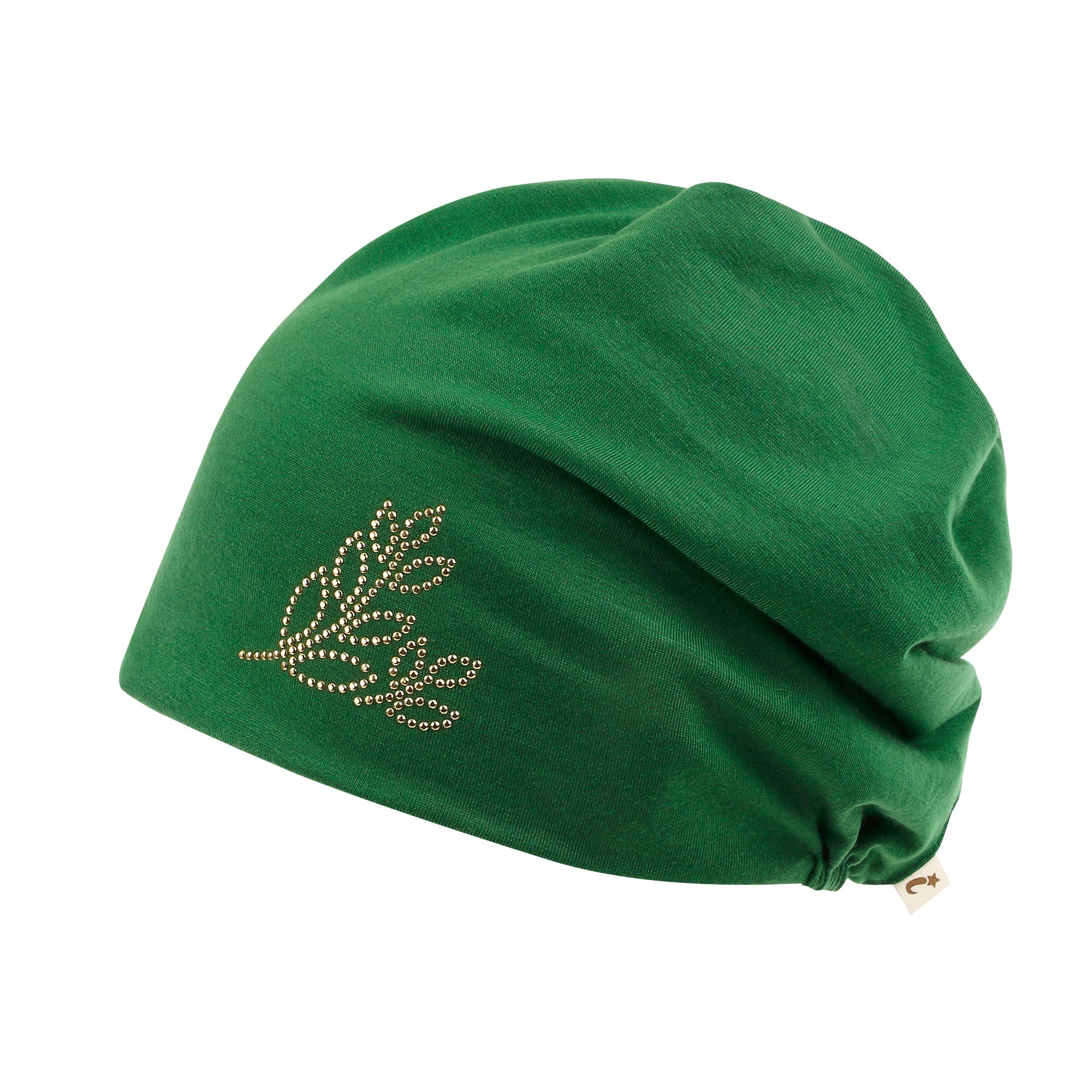 Tencel Lyocell Leaves Rhinestone Chemo Beanie Ultra Soft Head Sleep Hat