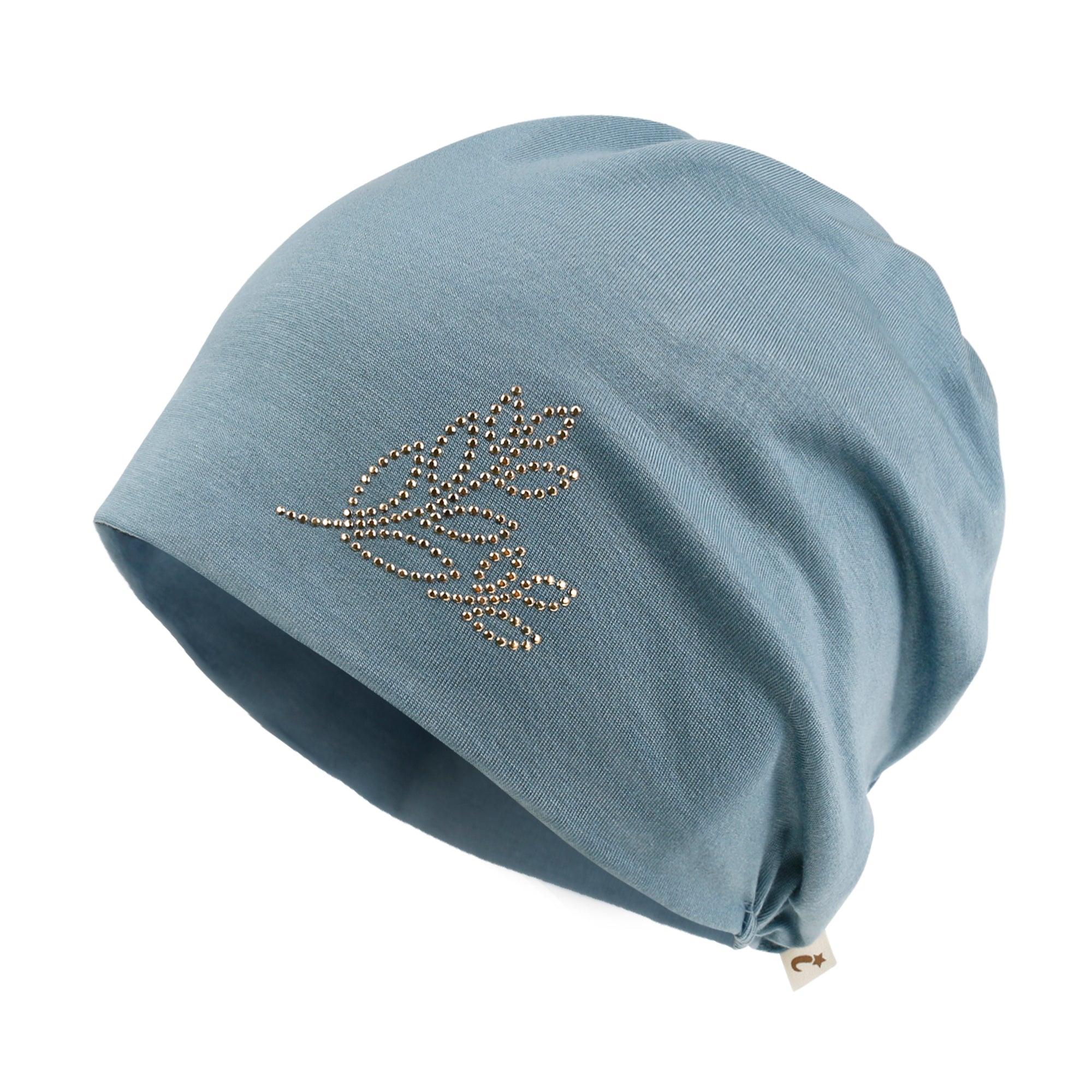 Tencel Lyocell Leaves Rhinestone Chemo Beanie Ultra Soft Head Sleep Hat