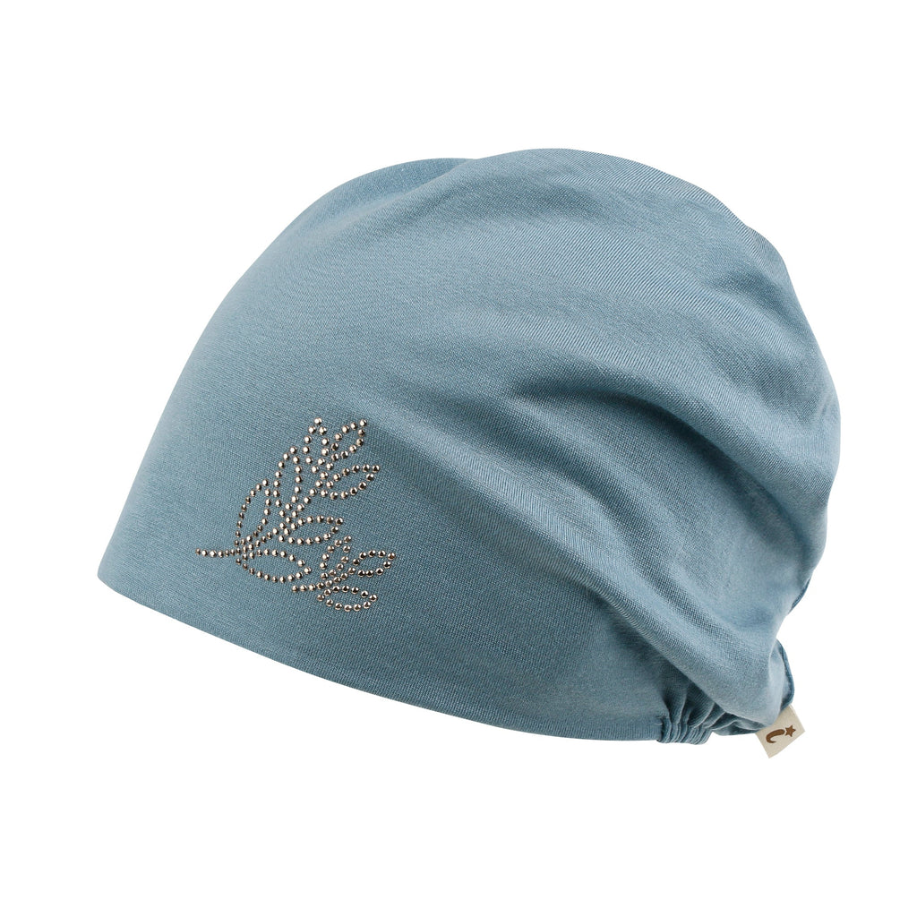 Tencel Lyocell Leaves Rhinestone Chemo Beanie Ultra Soft Head Sleep Hat