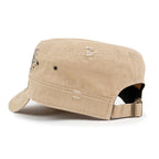 Crystal Gemstone Stud Flower Vintage Cotton Military Army Hat Cadet Cap