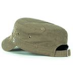 Crystal Gemstone Stud Flower Vintage Cotton Military Army Hat Cadet Cap