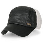 Women Faux Leather Military Army Hat Sherpa Earflaps Flexfit Cadet Cap