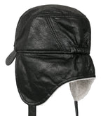 Women Faux Leather Military Army Hat Sherpa Earflaps Flexfit Cadet Cap