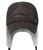 Women Faux Leather Military Army Hat Sherpa Earflaps Flexfit Cadet Cap