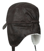 Women Faux Leather Military Army Hat Sherpa Earflaps Flexfit Cadet Cap