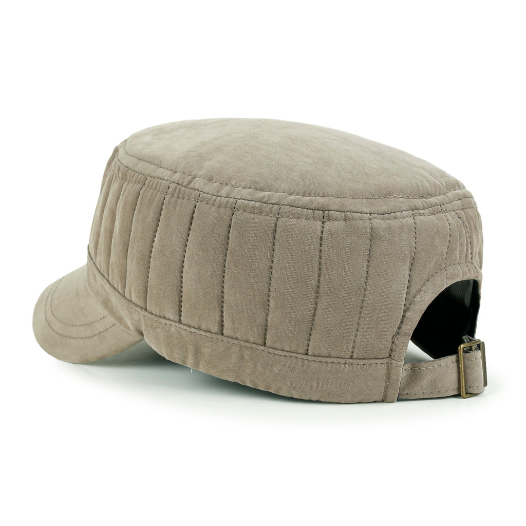 Grayish Color Padded Crown Military Army Hat Soft Casual Cadet Cap