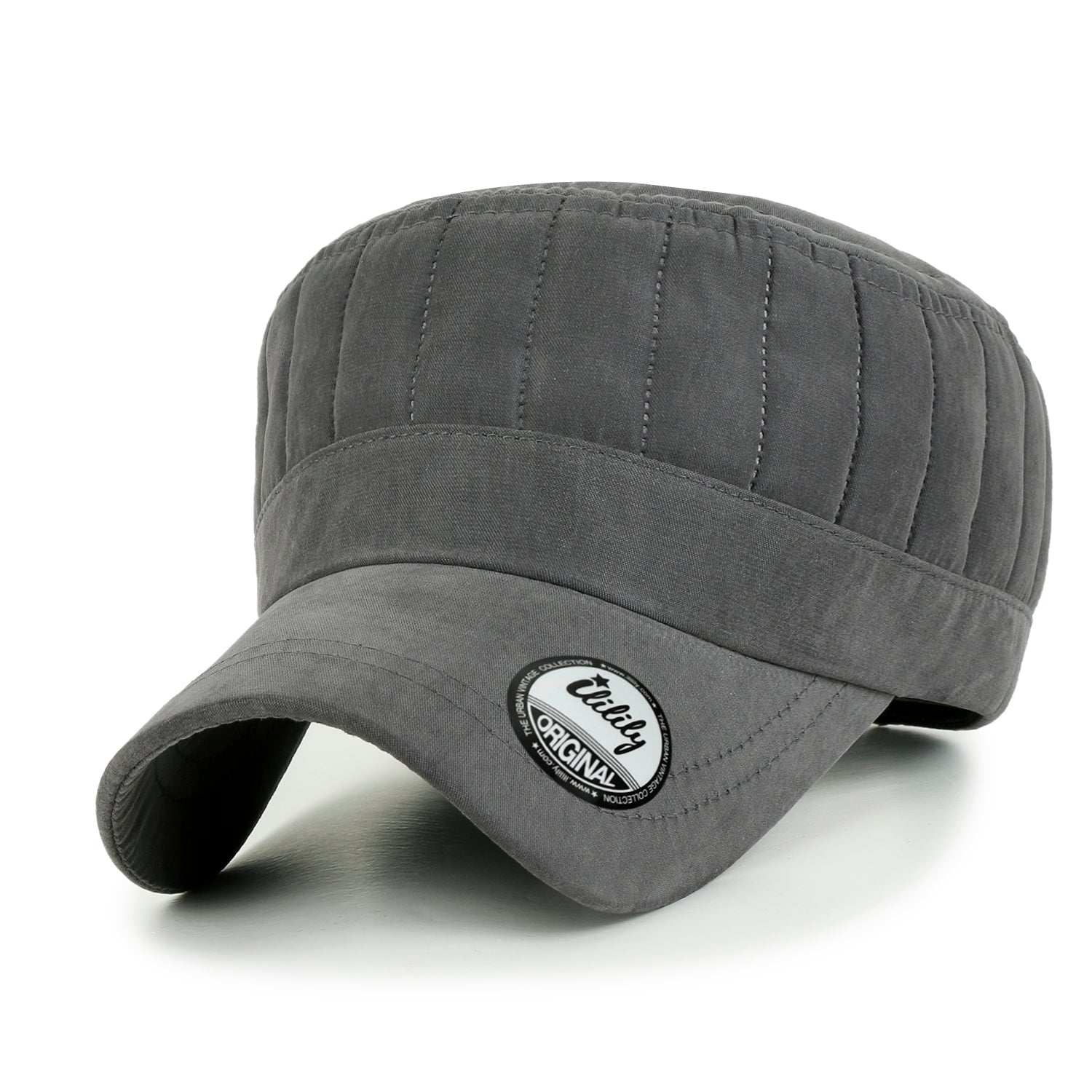 Grayish Color Padded Crown Military Army Hat Soft Casual Cadet Cap
