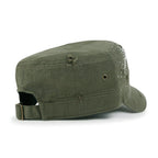 Vintage Distressed Cotton Army Hat Heart Shape Rhinestone Cadet Cap