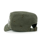 Vintage Distressed Cotton Army Hat Star Shape Rhinestone Cadet Cap