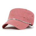 Vintage Distressed Rhineston Lined Cadet Cap Cotton Army Hat