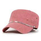 Vintage Distressed Rhineston Lined Cadet Cap Cotton Army Hat