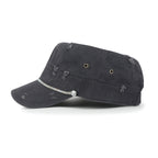 Vintage Distressed Rhineston Lined Cadet Cap Cotton Army Hat