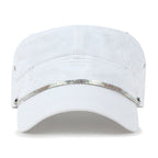 Vintage Distressed Rhineston Lined Cadet Cap Cotton Army Hat