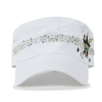 Vintage Distressed Star Spangle Cotton Army Hat Rhinestone Cadet Cap