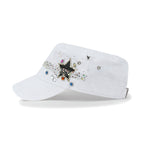 Vintage Distressed Star Spangle Cotton Army Hat Rhinestone Cadet Cap