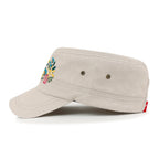 Flower Embroidery Cotton Military Army Hat Women Casual Cadet Cap