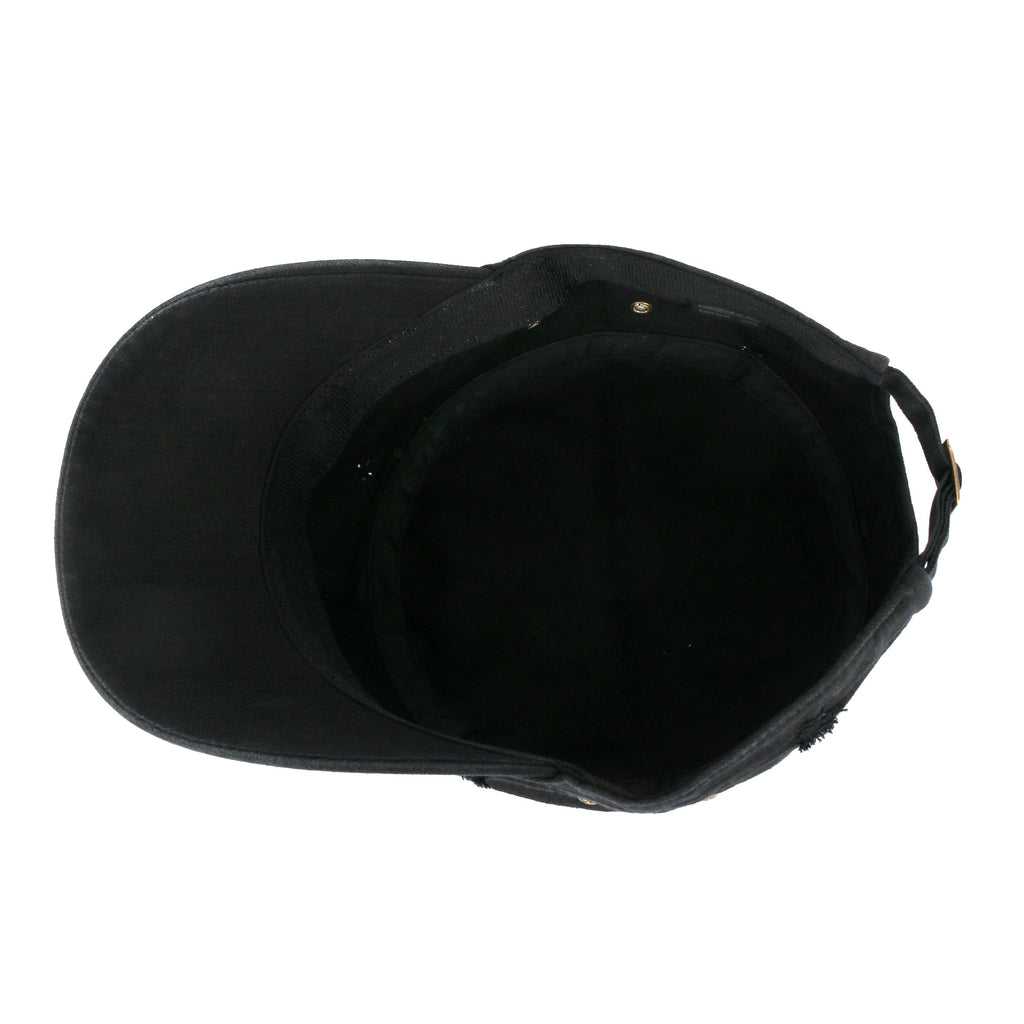 Vintage Distressed Cotton Army Hat Sunflower Rhinestone Cadet Cap