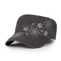Crystal / Black Gemstone Flower Vintage Military Army Hat Cadet Cap